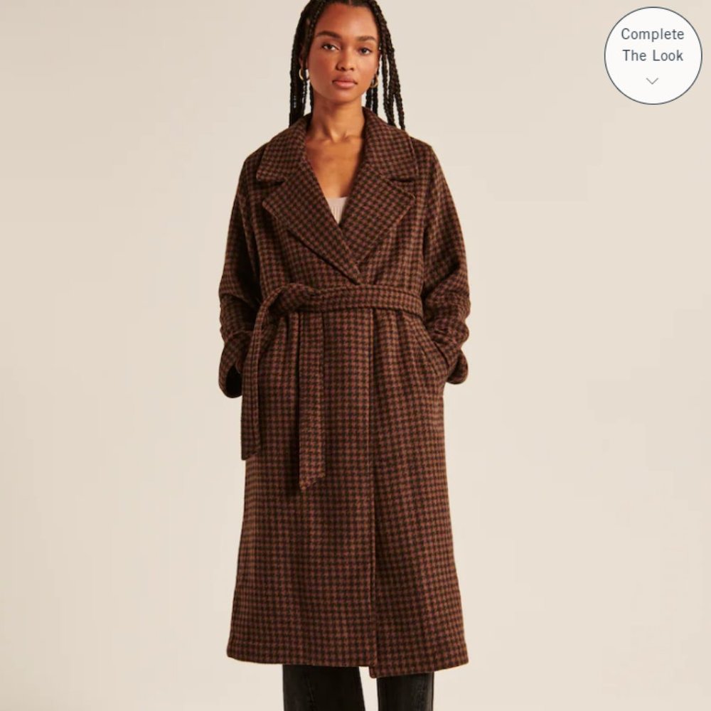 Wool-Blend Lightweight Belted Blanket Coat